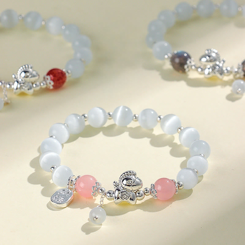 1760008165_ac0f2cdb-0509-4cf4-bdc8-f44dcb584f0c Buddha Stones Natural Cat's Eye Rose Quartz Crystal Year of the Horse Fu Character Love Bracelet - image 0