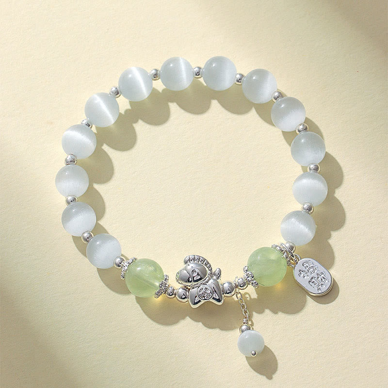 1760008179_0173f56d-ba27-4f08-a333-e9179dfff26c Buddha Stones Natural Cat's Eye Rose Quartz Crystal Year of the Horse Fu Character Love Bracelet - Cat's Eye Prehnite(Wrist Circumference 14-16cm) - image 12