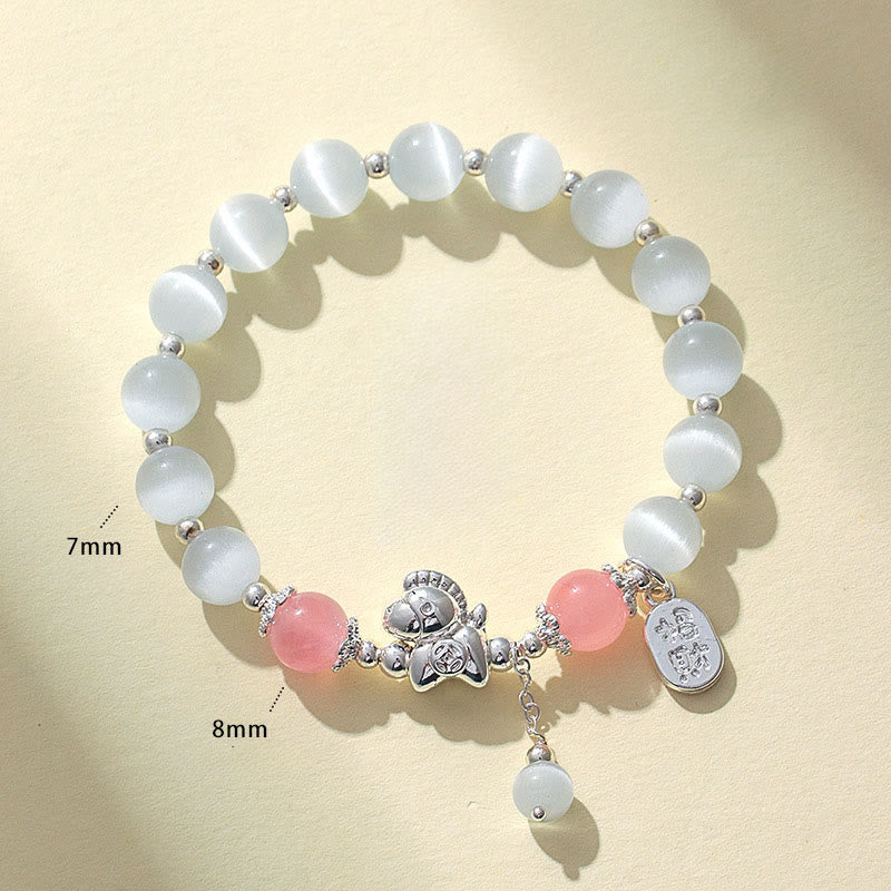 1760008532_cca37303-73f8-4ff1-a949-d4aa375731fa Buddha Stones Natural Cat's Eye Rose Quartz Crystal Year of the Horse Fu Character Love Bracelet - image 2