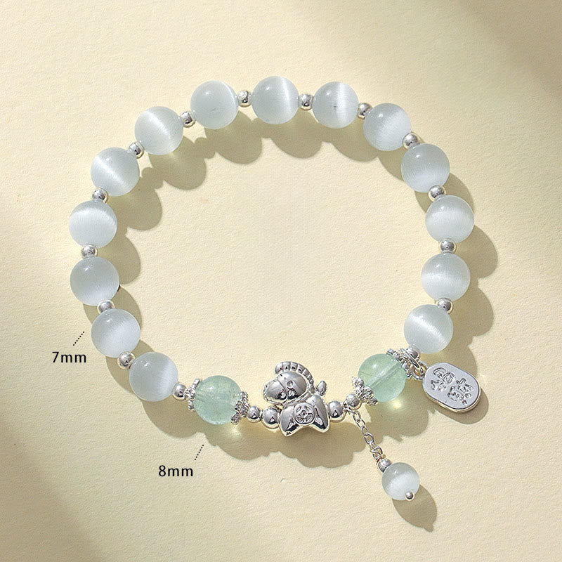 1760008533 Buddha Stones Natural Cat's Eye Rose Quartz Crystal Year of the Horse Fu Character Love Bracelet - image 11