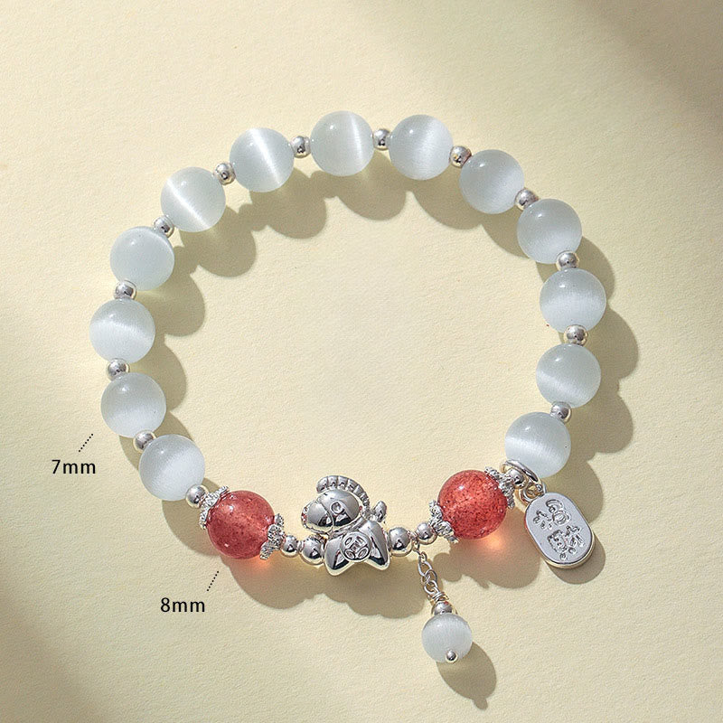 1760008533_3c5cbc0d-b9f1-409e-94da-1abd79de4cc4 Buddha Stones Natural Cat's Eye Rose Quartz Crystal Year of the Horse Fu Character Love Bracelet - image 8
