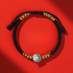 Buddha Stones 999 Sterling Silver Chinese Zodiac Horse Charm Red String Strength Braided Bracelet - Monkey Black String - image 39