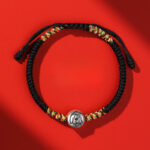 Buddha Stones 999 Sterling Silver Chinese Zodiac Horse Charm Red String Strength Braided Bracelet - Dog Black String - image 41