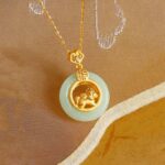 Buddha Stones 925 Sterling Silver Horse Hetian Jade Peace Buckle Fu Character Luck Necklace Pendant - image 3