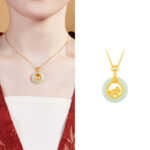Buddha Stones 925 Sterling Silver Horse Hetian Jade Peace Buckle Fu Character Luck Necklace Pendant - image 13