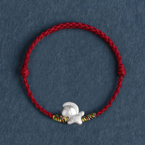 Buddha Stones Year of the Horse 999 Sterling Silver Luck String Braided Bracelet Anklet - Dark Red Anklet(Circumference 17-30cm) - image 0