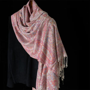 Buddha Stones Spring Light Pink Beige Cashew Flower Geometric Stripes Pattern Tassel Cozy Scarf Shawl - LightPink - 170*70cm - image 0