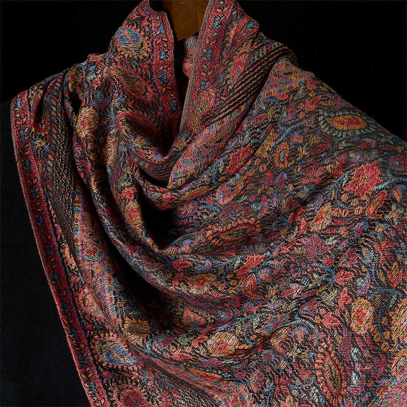 1760164713_4d72b885-b4c3-47d4-ae4c-da4bb562e481 Buddha Stones Spring Brown Cashew Flower Leaves Pattern Tassel Soft Scarf Shawl - image 3