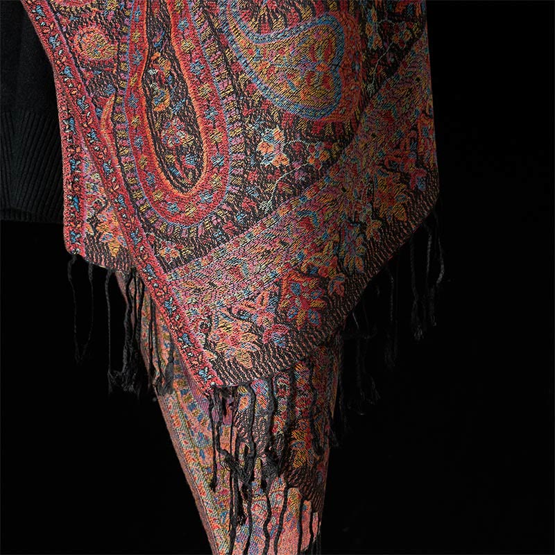 1760164713_c26dcb12-a7f6-407c-be6a-775d253240ef Buddha Stones Spring Brown Cashew Flower Leaves Pattern Tassel Soft Scarf Shawl - image 5