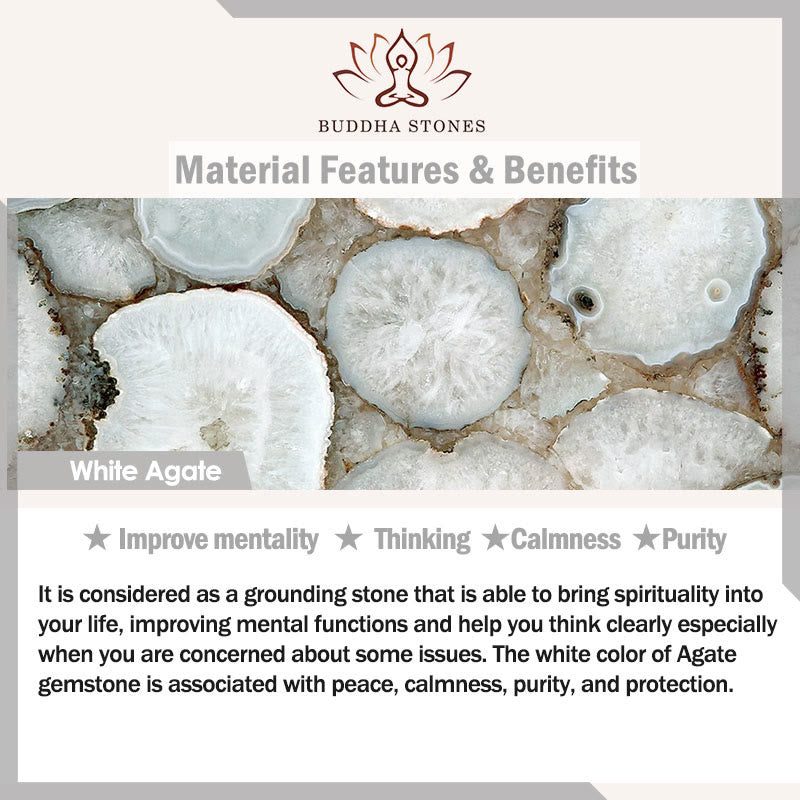 1760165980 Buddha Stones Tibetan White Agate Crystal Stone Flowers Positivity Bracelet - image 4