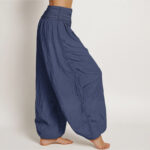 Buddha Stones Cranes Lotus Pattern Pure Cotton Women's Elastic Waist Harem Pants - image 7