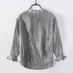 Buddha Stones Two Koi Fish Pattern Half Buttons Men's Cotton Linen Long Sleeve Shirt - image 4