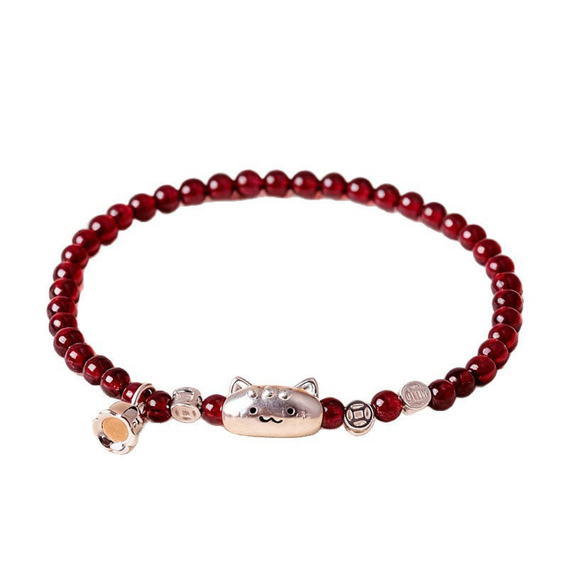 1760611375_bf112b0b-bc34-464f-8dc2-9112cd656ce4 Buddha Stones 999 Sterling Silver Natural Cute Cat Head Garnet Protection Bead Bracelet - image 4