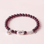1760611376_04e2a672-9cd3-47a5-b2aa-1ba71a33e78b Buddha Stones 999 Sterling Silver Natural Cute Cat Head Garnet Protection Bead Bracelet - image 18