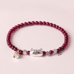 1760611376_52149f1d-2732-4534-b307-a6b4d42af2af Buddha Stones 999 Sterling Silver Natural Cute Cat Head Garnet Protection Bead Bracelet - image 3