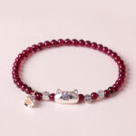 1760611376_699c3eeb-2076-42ca-a72d-d06a2ac5ae5a Buddha Stones 999 Sterling Silver Natural Cute Cat Head Garnet Protection Bead Bracelet - image 1