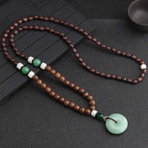 Buddha Stones Wenge Wood Peace Buckle Balance Tranquility Pendant Necklace - Wenge Wood & Peace Buckle - image 0