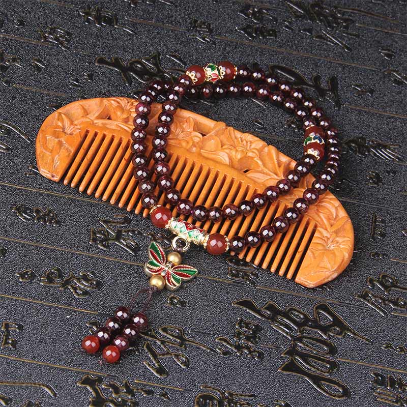 1760681029_0952003b-c1c1-4abf-bd55-9a1e21df4178 Buddha Stones Natural Garnet Red Agate Colorful Butterfly Purification Calm Multi-layer Bracelet - image 2