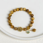 Buddha Stones Natural Golden Tiger Eye Bell Flower Courage Bracelet - image 7