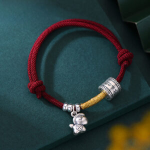 Buddha Stones 999 Sterling Silver Year Of The Horse Lucky Bead Protection Red Rope Bracelet - Horse & Red Rope(Wrist Circumference 14-18cm) - image 0