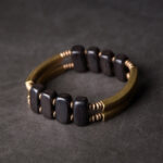 Buddha Stones Tibetan Ebony Wood Brass Copper Balance Double Layer Bracelet - image 8