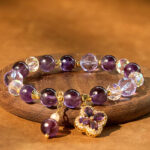 Buddha Stones "All the best for Calm and Wisdom" Amethyst Flower Bracelet Includes Gift Message Card - image 11