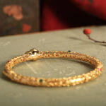 Buddha Stones "Sending Health and Good Fortune" Cyan Jade Copper Bangle Includes Gift Message Card - image 4