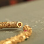 Buddha Stones "Sending Health and Good Fortune" Cyan Jade Copper Bangle Includes Gift Message Card - image 18