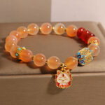 Buddha Stones Natural Nine Tailed Fox Orange Candy Agate Healing Bracelet - image 1