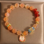 Buddha Stones Natural Nine Tailed Fox Orange Candy Agate Healing Bracelet - image 4