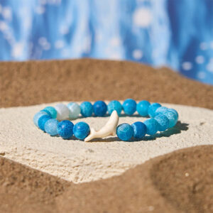 Buddha Stones Natural Stone Dolphin Crackle Agate Tourmaline Courage Bracelet - Blue Crackle Agate(Wrist Circumference: 15-18cm) - image 0