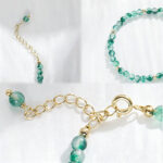 Buddha Stones 14K Gold Plated Natural Moss Agate Healing Bracelet - image 6