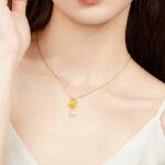 Buddha Stones 999 Sterling Silver Plated Gold Camellia Pearl Healing Necklace Pendant - image 7