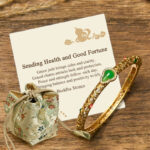 Buddha Stones "Sending Health and Good Fortune" Cyan Jade Copper Bangle Includes Gift Message Card - 56mm - Deluxe Gift Bag (+$12.59) - image 11