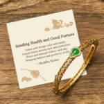 Buddha Stones "Sending Health and Good Fortune" Cyan Jade Copper Bangle Includes Gift Message Card - 56mm - Standard Gift Box - image 0