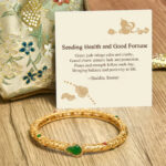 Buddha Stones "Sending Health and Good Fortune" Cyan Jade Copper Bangle Includes Gift Message Card - image 12