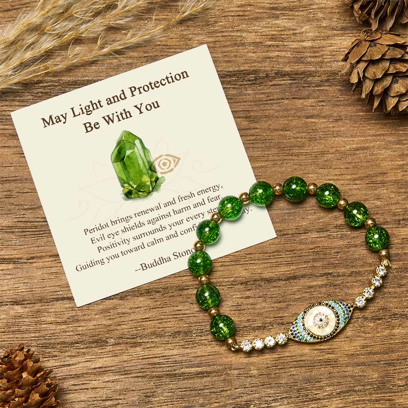 1760360998_0f05efa0-6542-4412-a027-560adb0c29e5 Buddha Stones "May Light and Protection Be With You" Peridot Bracelet Includes Gift Message Card - Peridot - Standard Gift Box - image 0