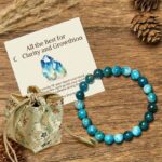 Buddha Stones "All the Best for Love and Harmony" Stone Quartz Bracelet Includes Gift Message Card - 8mm - Blue Apatite - Deluxe Gift Bag (+$12.59) - image 95