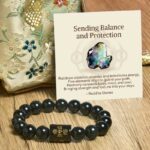 Buddha Stones "Sending Balance and Protection" Rainbow Obsidian Bracelet Includes Gift Message Card - image 8