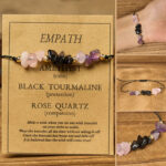 Buddha Stones Amethyst Black Tourmaline Rose Quartz Empath Card Rope Bracelet - Irregular Beads (Wrist Circumference: 14-23cm) - image 0