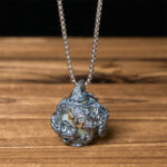 Buddha Stones Copper Dragon Surrounding Bead Strength Pendant Necklace - Dragon & Twist Chain - image 7