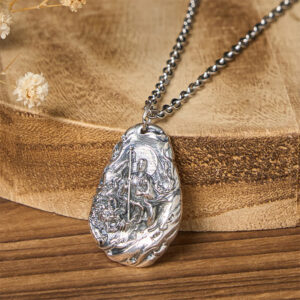 Buddha Stones Copper Kṣitigarbha Dizang Bodhisattva Compassion Pendant Necklace - Buddha & Cross Chain - image 0