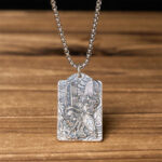 Buddha Stones Copper Black White Impermanence Pattern Balance Pendant Necklace - Black & White Impermanence & Twist Chain - image 6