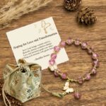 Buddha Stones "Hoping for Love and Transformation" Butterfly Bracelet Includes Gift Message Card - Pink Liuli(Wrist Circumference: 18cm) - Deluxe Gift Bag (+$12.59) - image 14