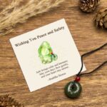 Buddha Stones "Wishing You Peace and Safety" Peace Buckle Jade Necklace Includes Gift Message Card - Cyan Jade - Standard Gift Box - image 0