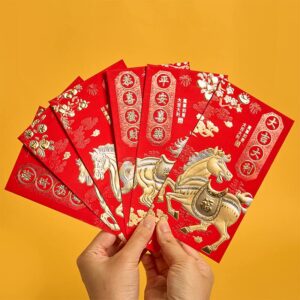 Buddha Stones 6Pcs Chinese Red Envelope Year of the Horse All The Best 2026 New Year - All The Best Year of the Horse - 6Pcs Chinese Red Envelope(16.9*9cm) - image 0