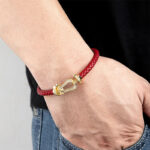 Buddha Stones Copper Balance horseshoe-Shaped Zircon Leather Buckle Bracelet - image 2