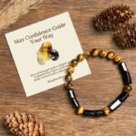 Buddha Stones "May Confidence Guide Your Way" Black Tourmaline Bracelet Includes Gift Message Card - Black Tourmaline&Tiger Eye - Standard Gift Box - image 0