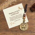Buddha Stones "Hoping You Have a Joyful Year" Year of the Horse Keychain Includes Gift Message Card - Horse - Standard Gift Box - image 0