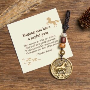 Buddha Stones "Hoping You Have a Joyful Year" Year of the Horse Keychain Includes Gift Message Card - Horse - Standard Gift Box - image 0